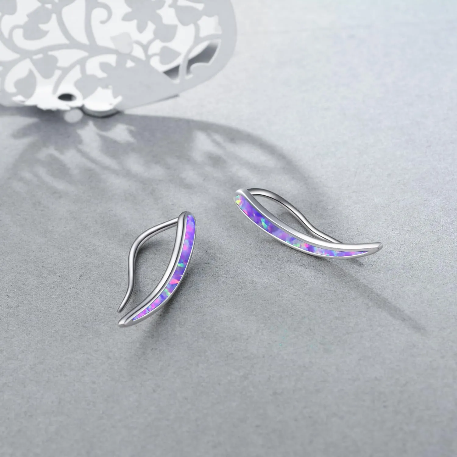 WINNICACA 925 Sterling Silver Ear Climbers Earrings for Women Created Opal Earrings for Women Hypoallergenic Crawler Earrings Jewelry Gifts for Mom Wife