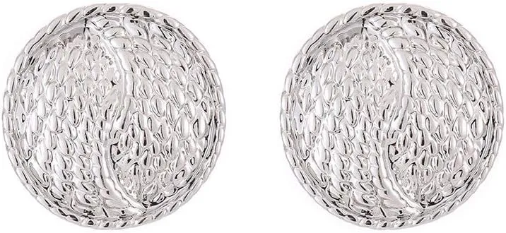 Women Gold Silver Clip Earrings Vintage Round Button Clip On Earrings Non Pierced Earrings