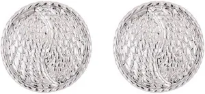 Women Gold Silver Clip Earrings Vintage Round Button Clip On Earrings Non Pierced Earrings