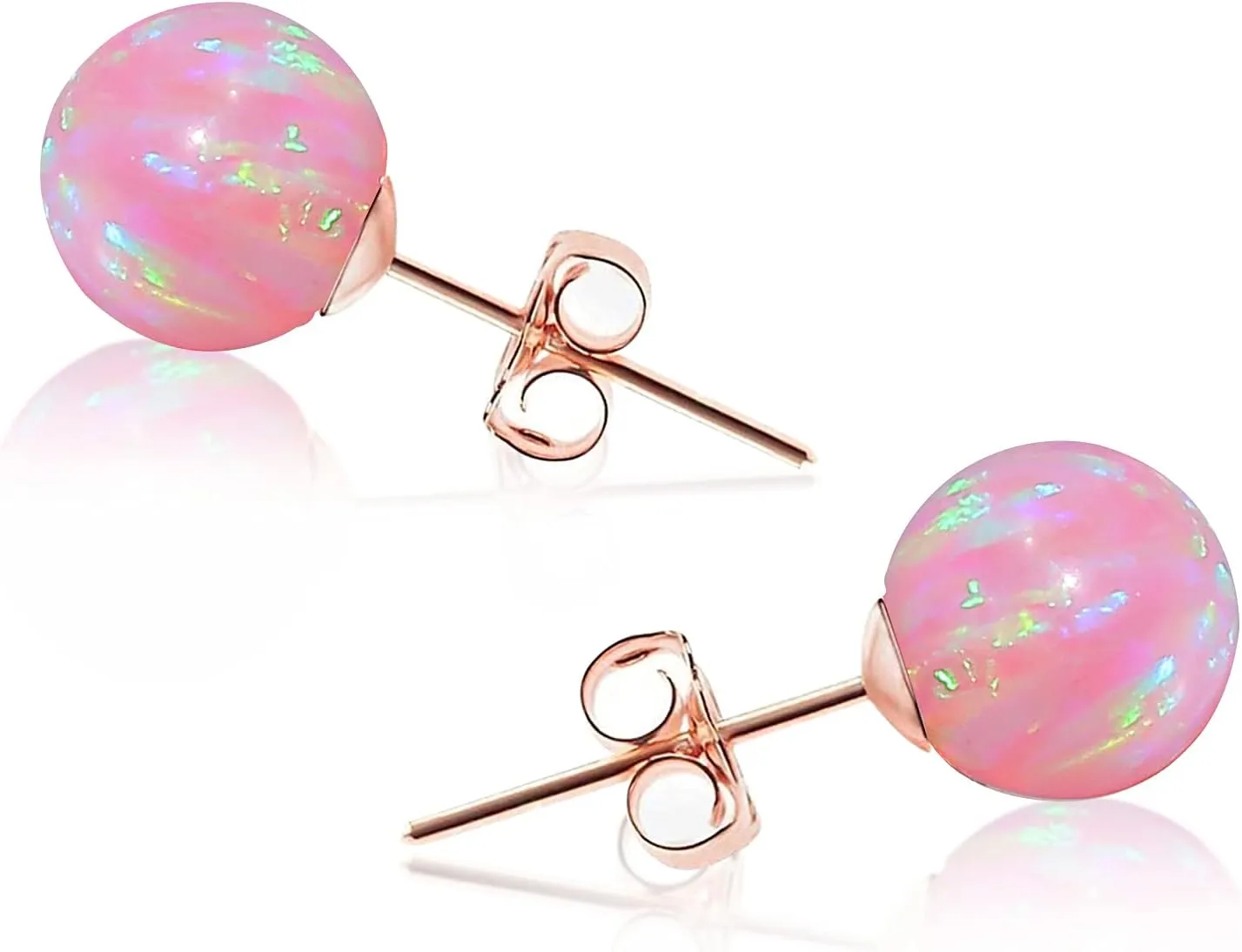 Womens 925 Sterling Silver Opal Ball Stud Earrings Hypoallergenic Jewelry for Girls 6mm