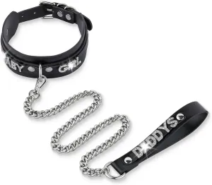 Women's Black Leather Choker Necklace with Rhinestone Letters, Adjustable Punk Gothic Custom Name D-ring Collar Jewelry For Women