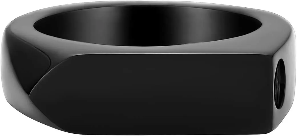 XSMZB Cremation Rings for Ashes Simple Square Band Ring Keepsake Arrow Band Finger Ring Holder Ashes for Pet Human Memorial Urn Ring for Men Women
