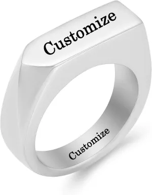 XSMZB Cremation Rings for Ashes Simple Square Band Ring Keepsake Arrow Band Finger Ring Holder Ashes for Pet Human Memorial Urn Ring for Men Women