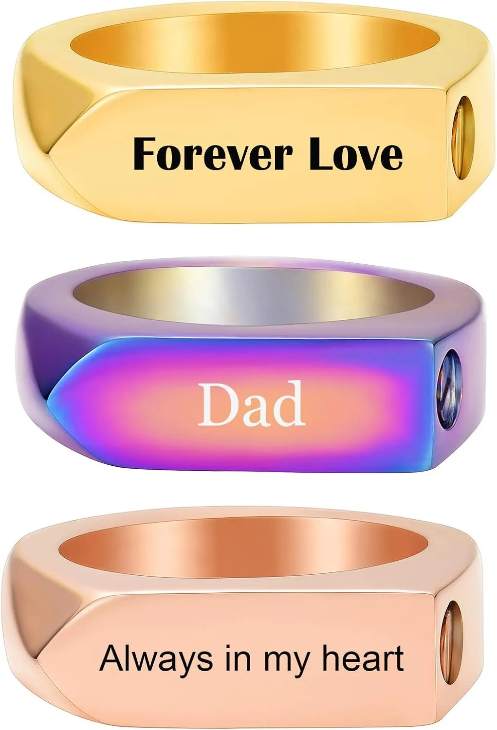 XSMZB Cremation Rings for Ashes Simple Square Band Ring Keepsake Arrow Band Finger Ring Holder Ashes for Pet Human Memorial Urn Ring for Men Women