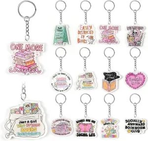 YOPPIX 12 Pcs Book Lovers Keychains, Bookish Gifts for Readers, Book Club Party Favors, Teacher Appreciation, Back to School