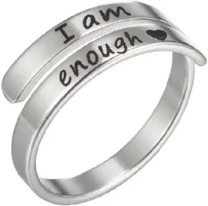 You are My Sunshine Finger Ring Engraved Inspirational Open Adjustable I am Enough Stars Statement Rings Gifts