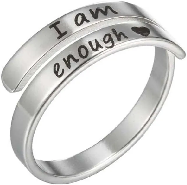 You are My Sunshine Finger Ring Engraved Inspirational Open Adjustable I am Enough Stars Statement Rings Gifts