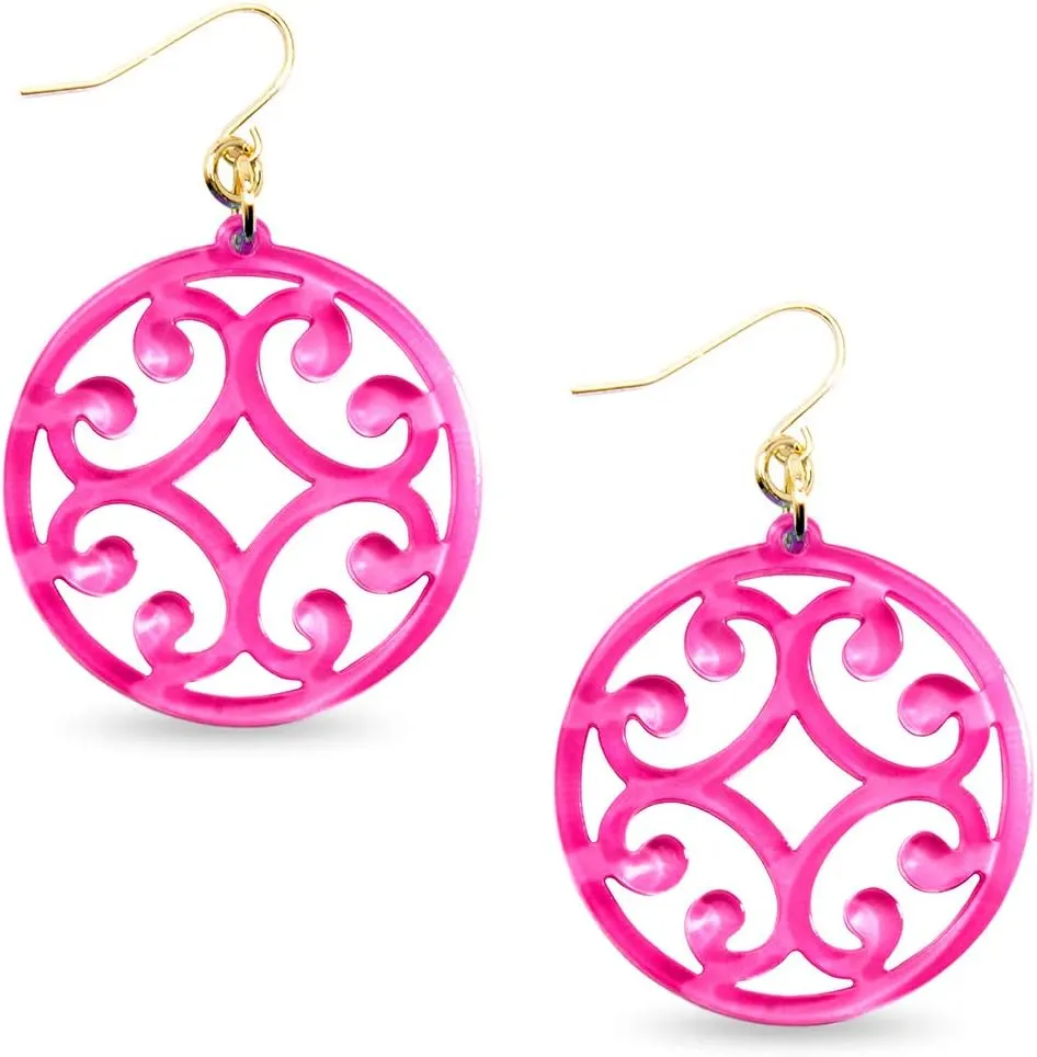 ZENZII Circle Scroll Acrylic Resin Earrings for Women Statement Teen Melamine Pattern Acetate Drop and Dangle Earring Fashion Jewelry