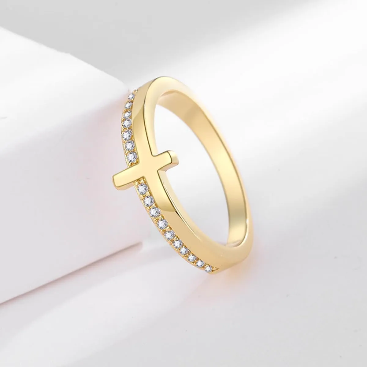 Zirconia Cross Ring for Women Daughter Granddaughter Religious Ring My Daughter Granddaughter Cross Ring Baptism Ring Gift From Mom Dad Grandma Grandpa