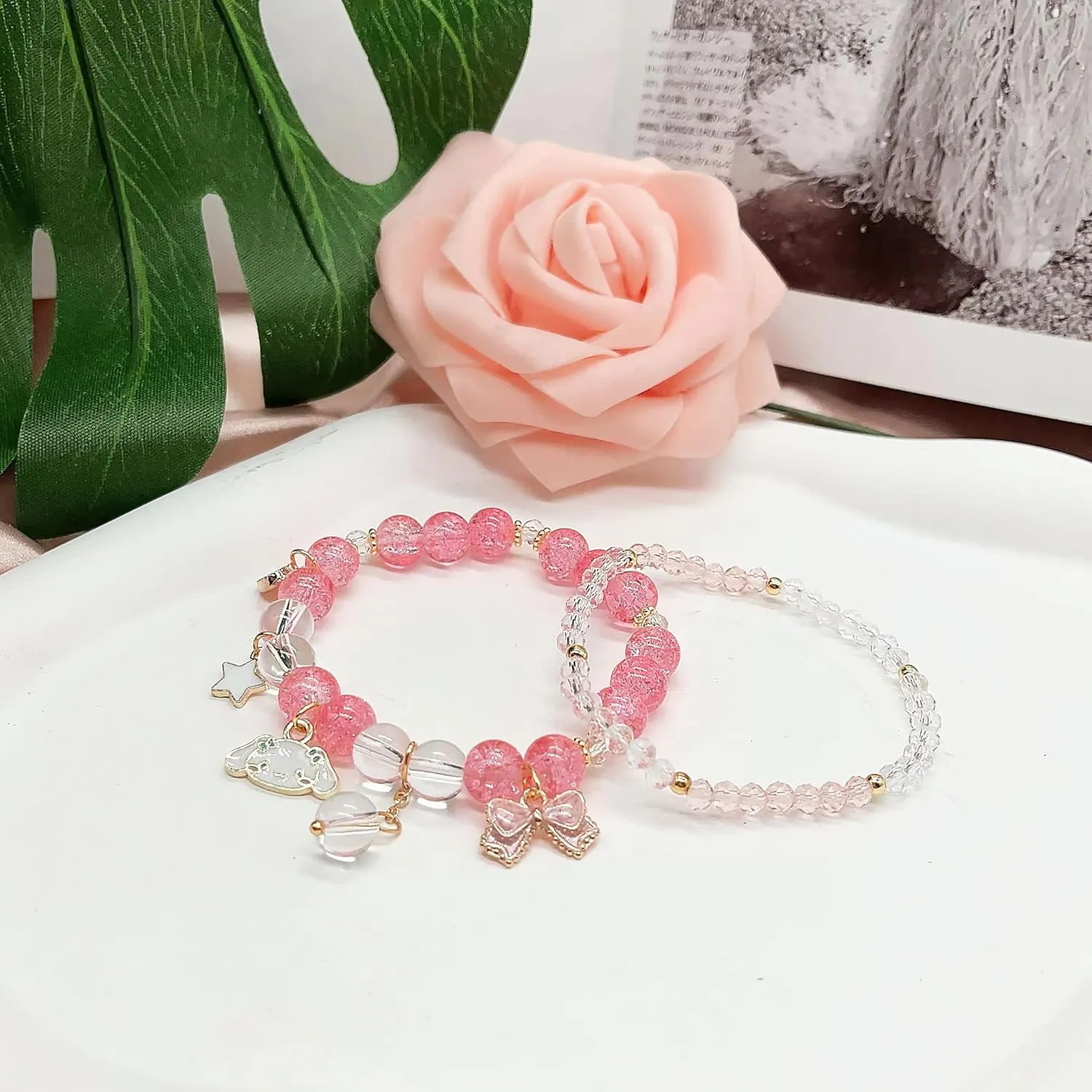 ZMANYIJEW Crystal Bead Bracelet for Women, Cute Matching Beaded Bracelets for Best Friend