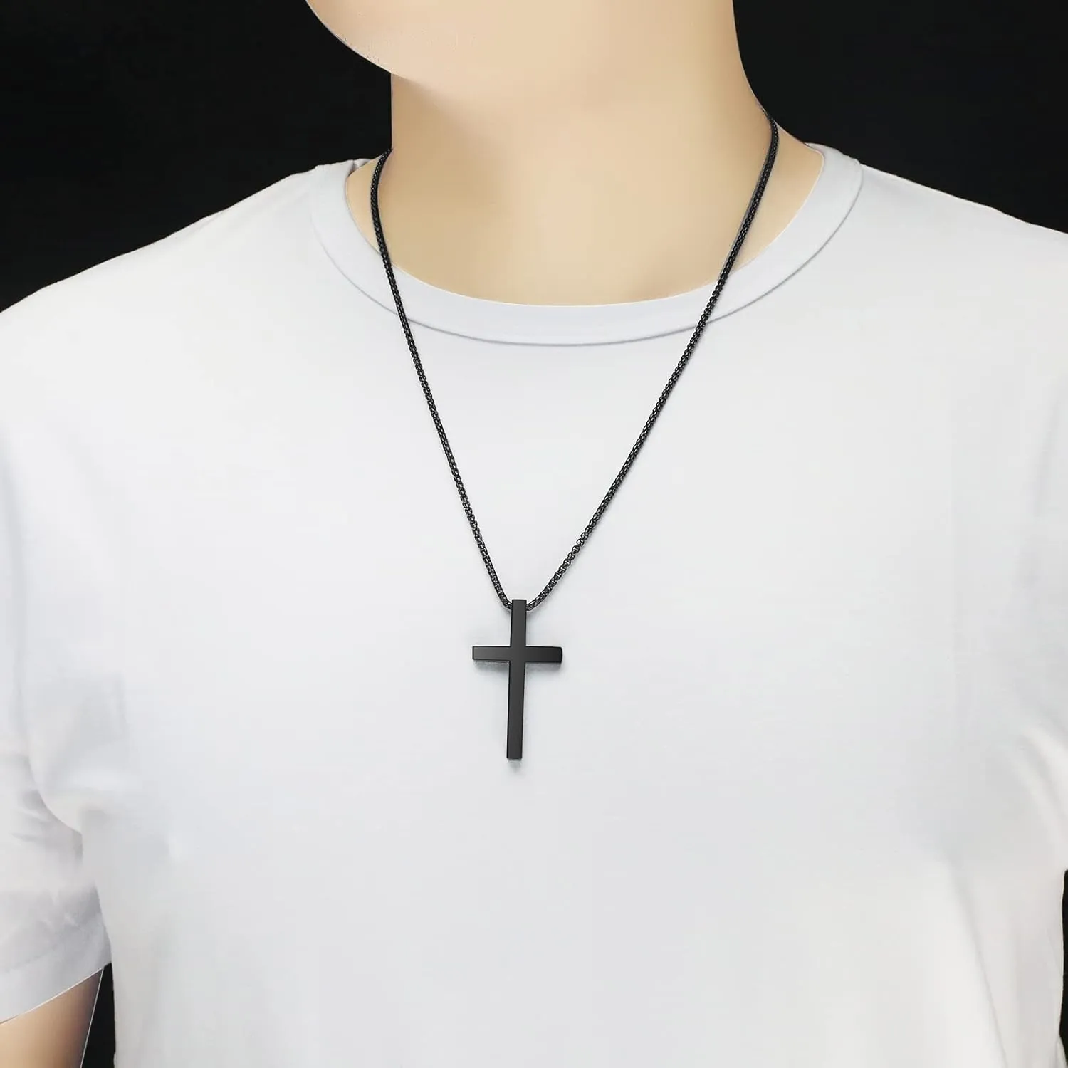 ZRAY Cross Necklace for Men Inspirational Bible Verse Cross Pendant Stainless Steel Cross Chain 22 2inch Christian Jewelry Meaningful Religious Gift for Boys